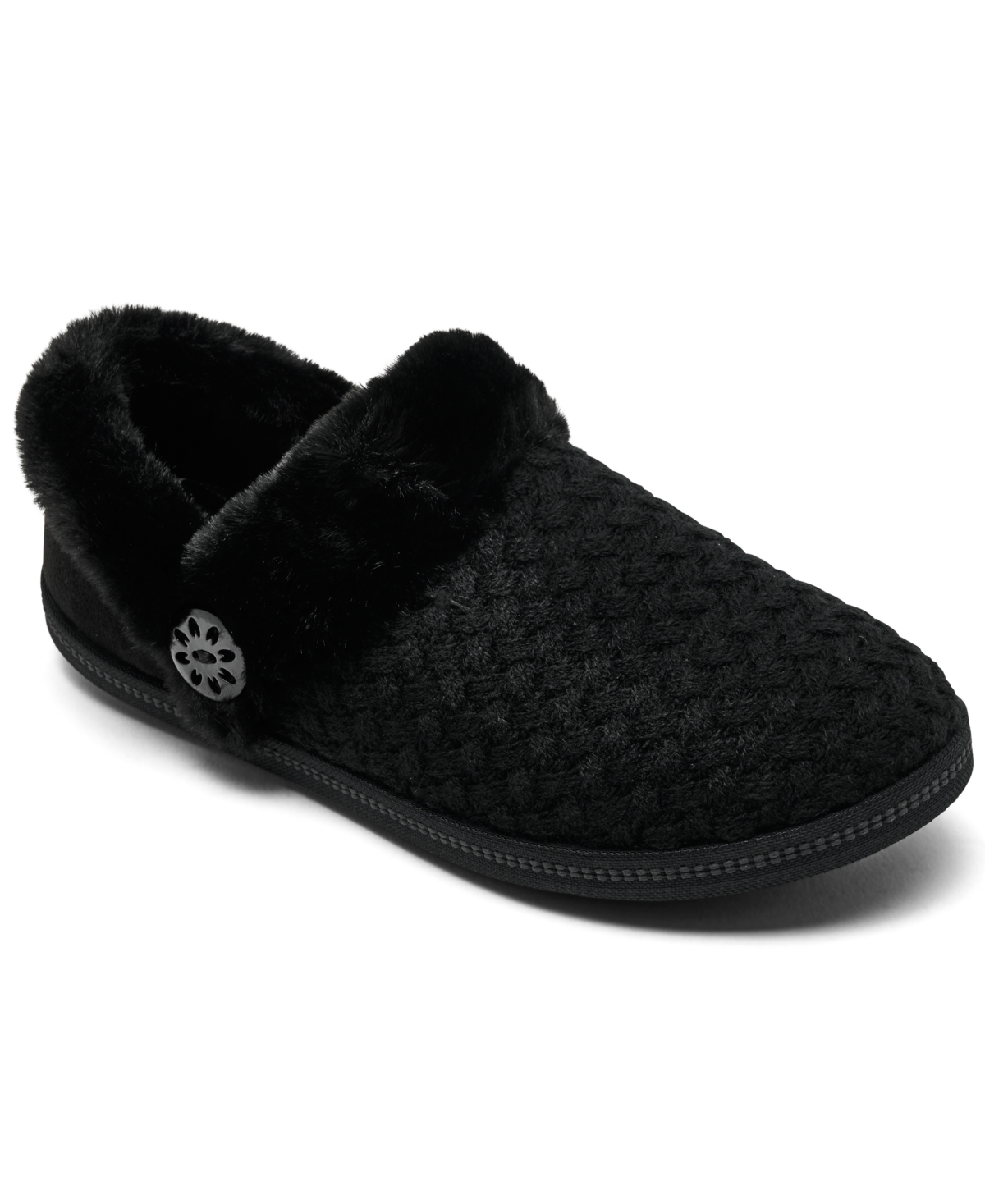 Skechers Women's Cozy Campfire-Frosty Memory Foam Suede Clog Slippers from Finish Line - Black