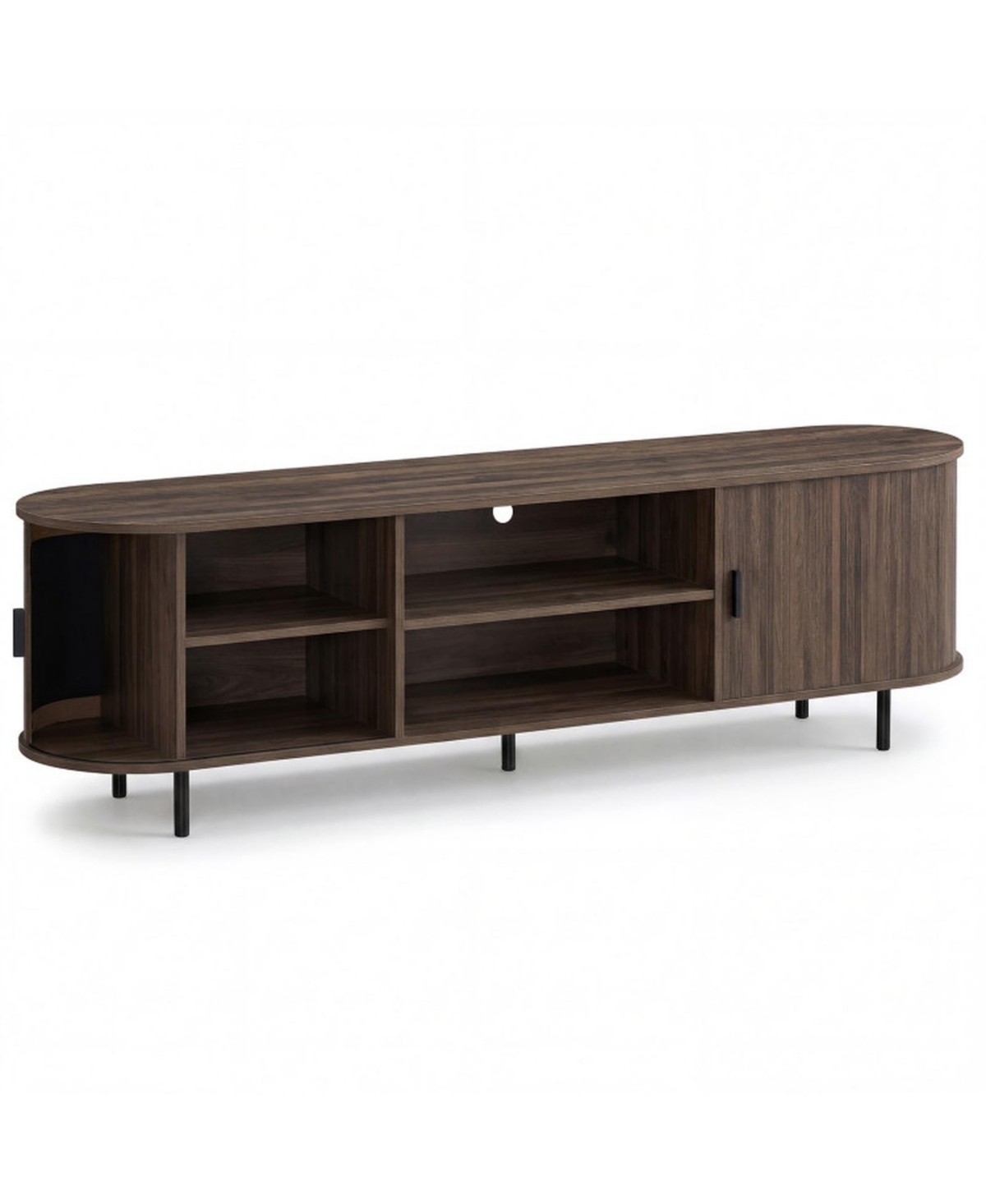 Gouun 71 Inch Mid Century Modern Tv Stand with Fluted Sliding Doors