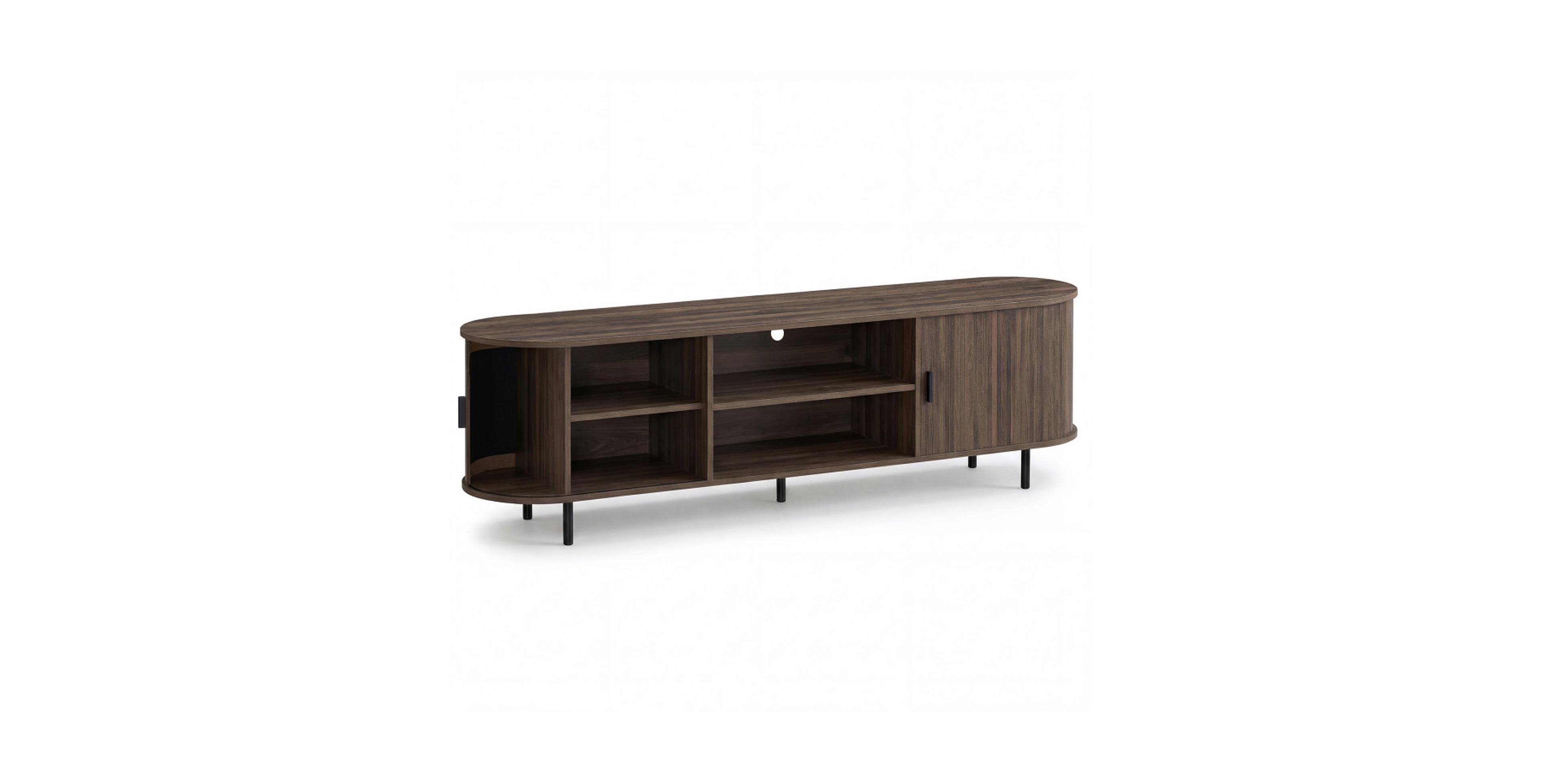 Gouun 71 Inch Mid Century Modern Tv Stand with Fluted Sliding Doors