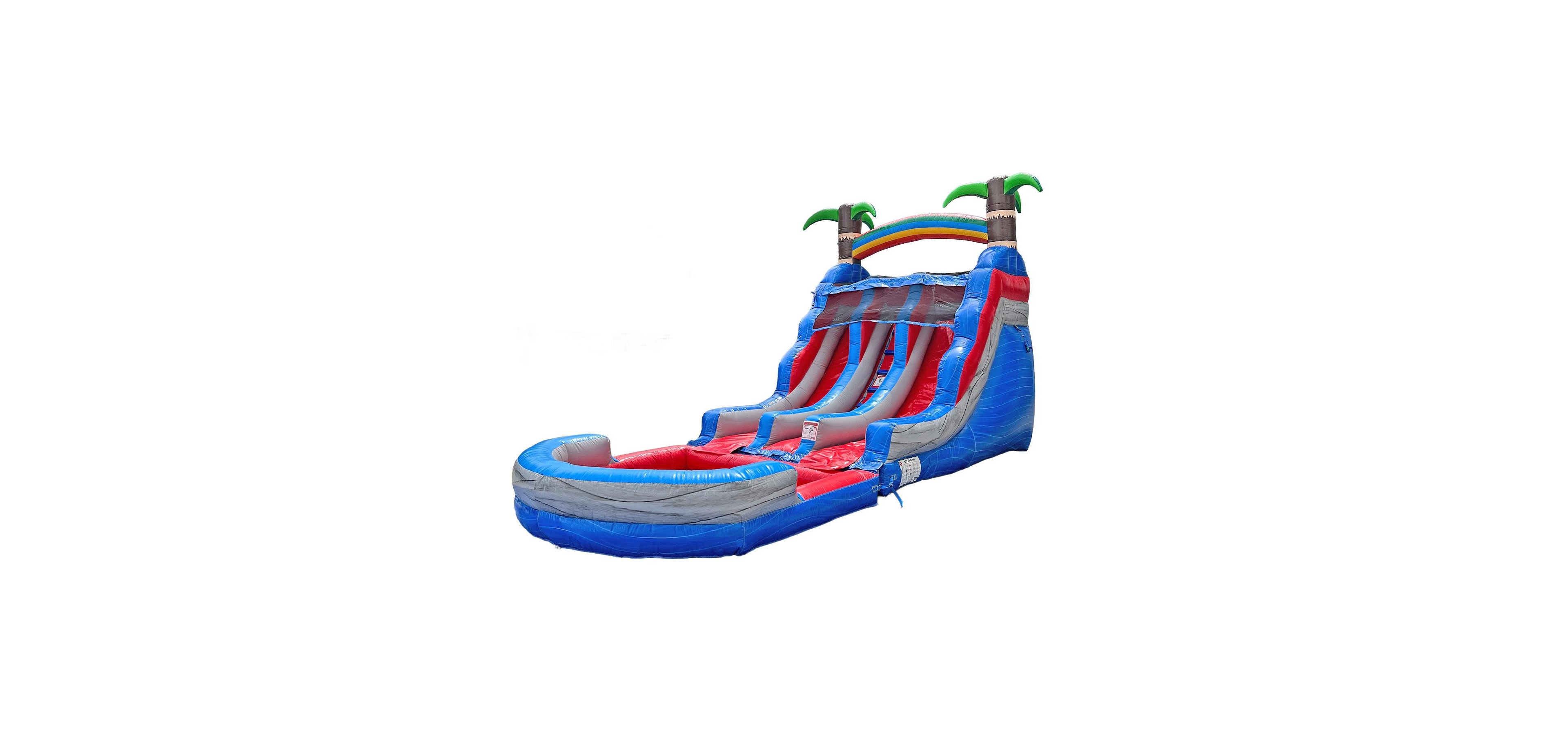 HeroKiddo 13' Tropic Tide Double Racer Dual Lane Slide with Detachable Pool
