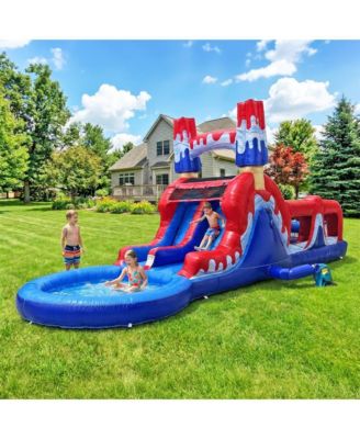 Ice Rocket 28' x 9' x 12' Dual-Lane Waterslide Obstacle Course with Pool, 8-User, Ages 3+