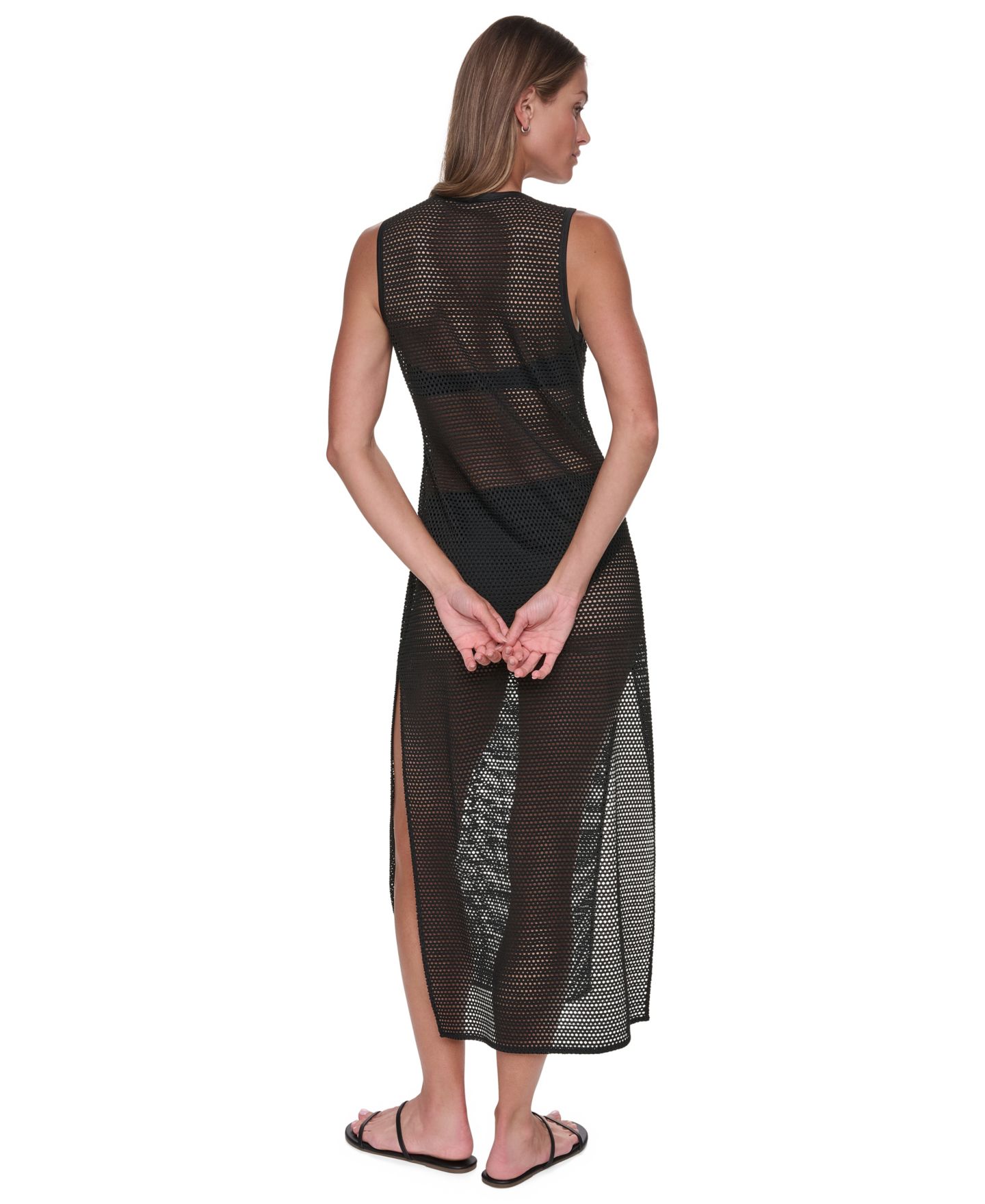 Женское платье DKNY Mesh Maxi Dress Swim Cover-Up, цвет: Чёрный — фото 4