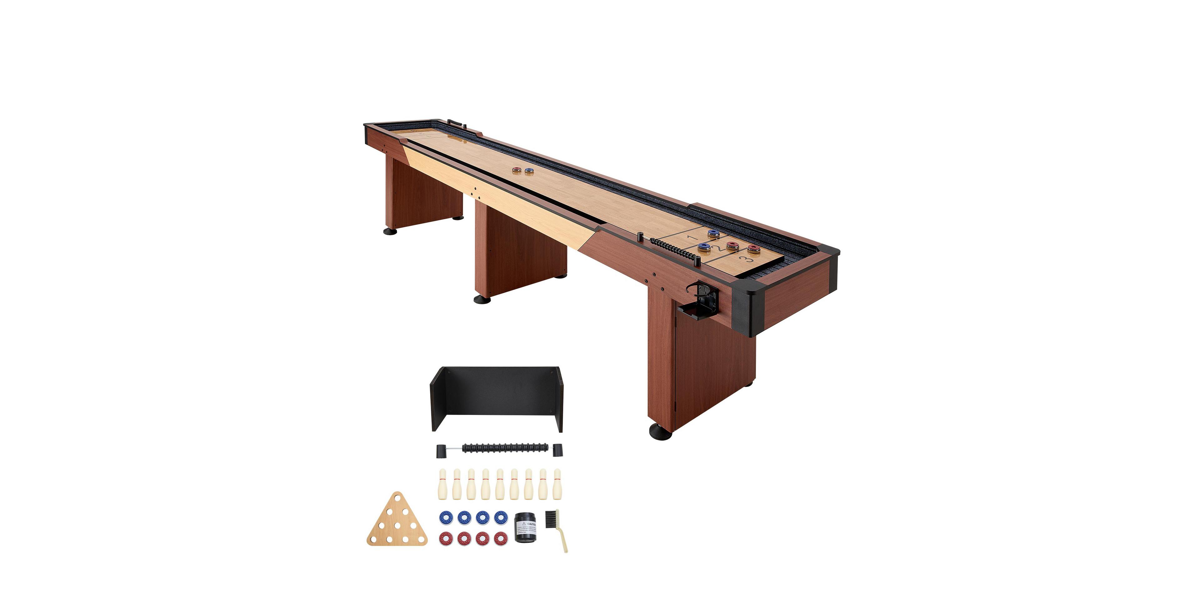 Gouun 12 Foot Shuffleboard Table with Bowling Combo Play and Uv Coated Playfield
