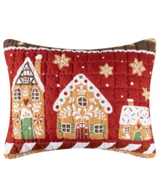 Gingerbread Lane Red Holiday Quilted Pillow Shams
