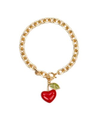 Gold-Tone Heart Charm Toggle Bracelet