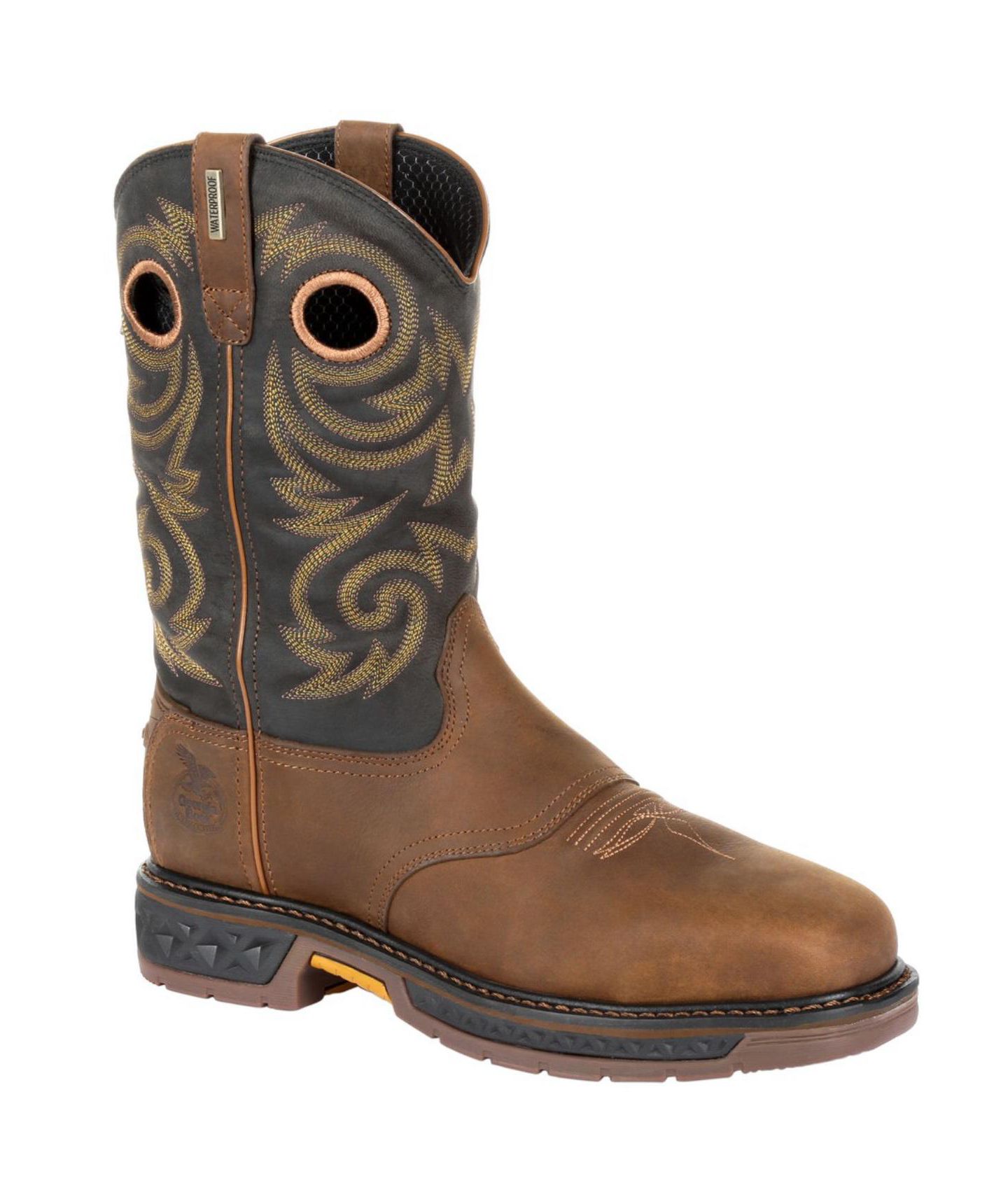 Мужские ботинки GEORGIA BOOT Carbo-Tec LT Steel Toe Waterproof Pull On Work Boot, цвет: Чёрный / Коричневый — фото 9