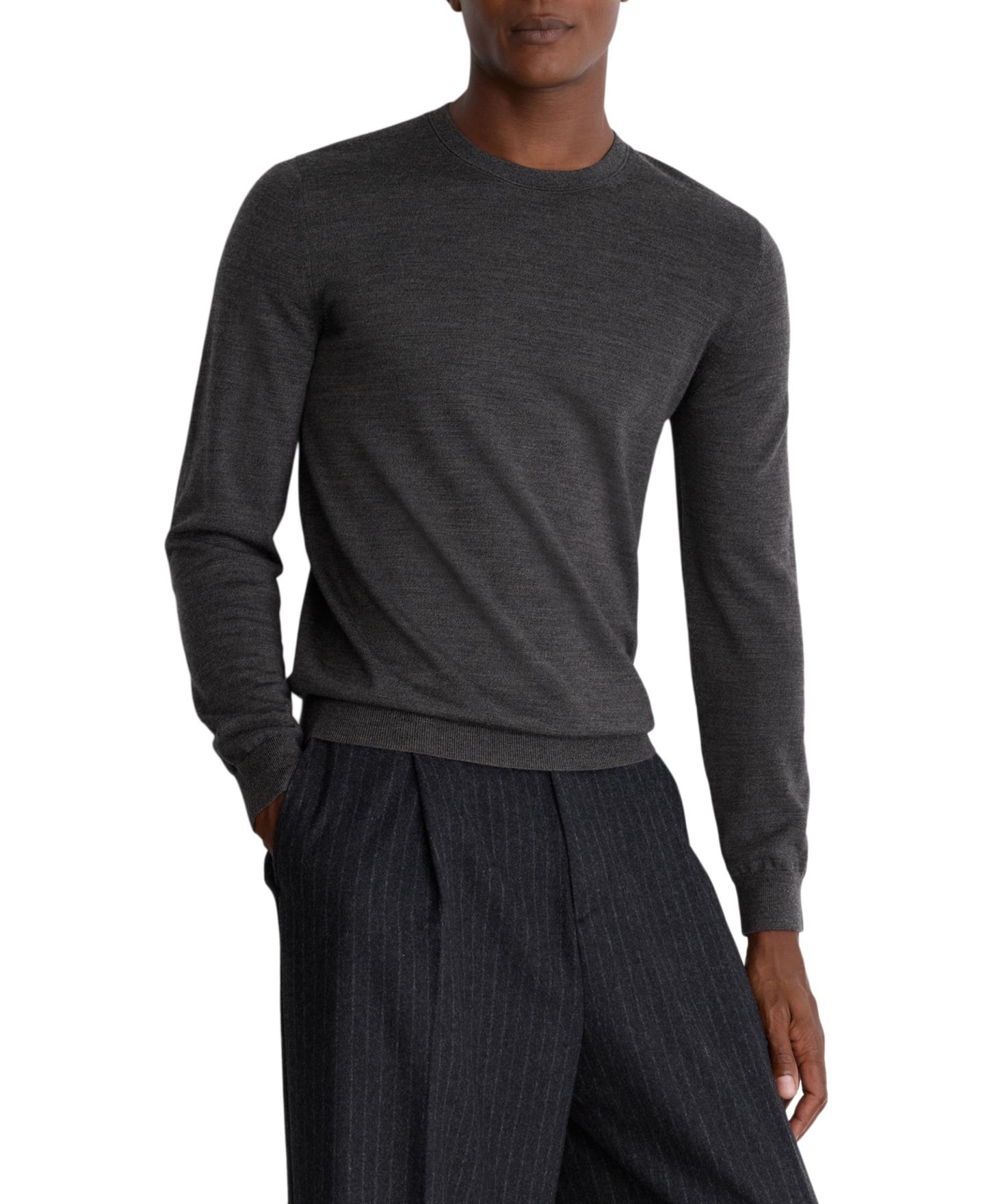 Мужской свитер REISS Wessex Long-Sleeve Slim-Fit Merino Wool, цвет: Тёмный коричневый — фото 1