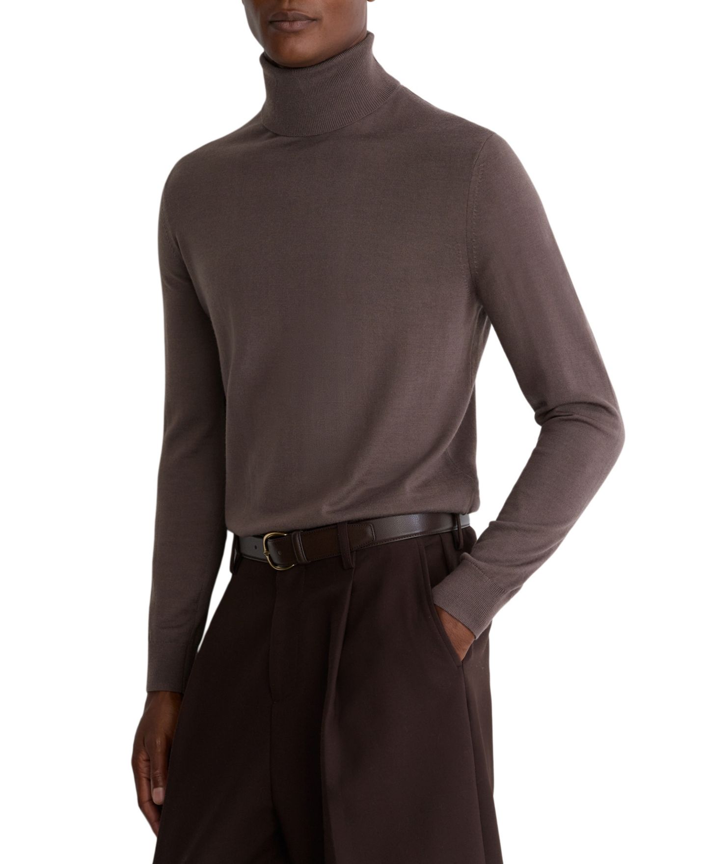 Мужской свитер REISS Slim-Fit Long-Sleeve Merino Roll Neck, цвет: Коричневый — фото 1