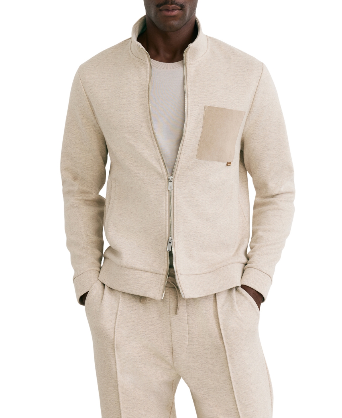 Reiss Men's Two-Way Zip Funnel Neck Regular-Fit Jacket