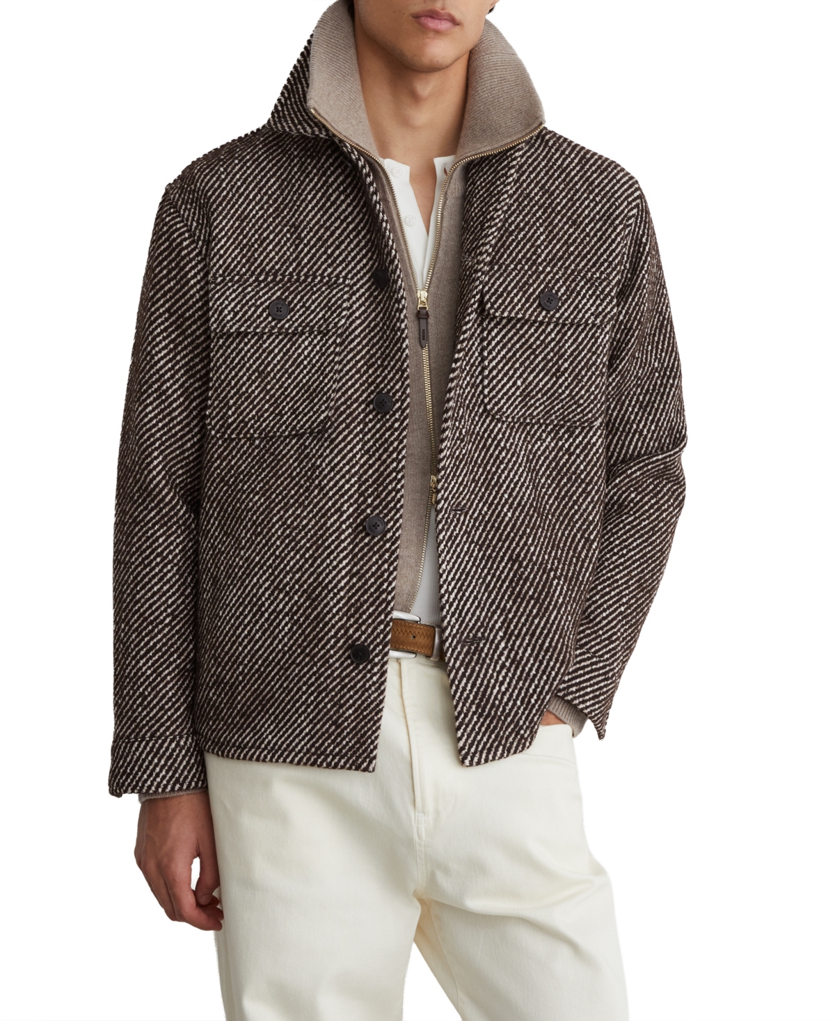 Reiss Men's Clifton Long-Sleeve Regular-Fit Wool-Blend Twill Shirt
