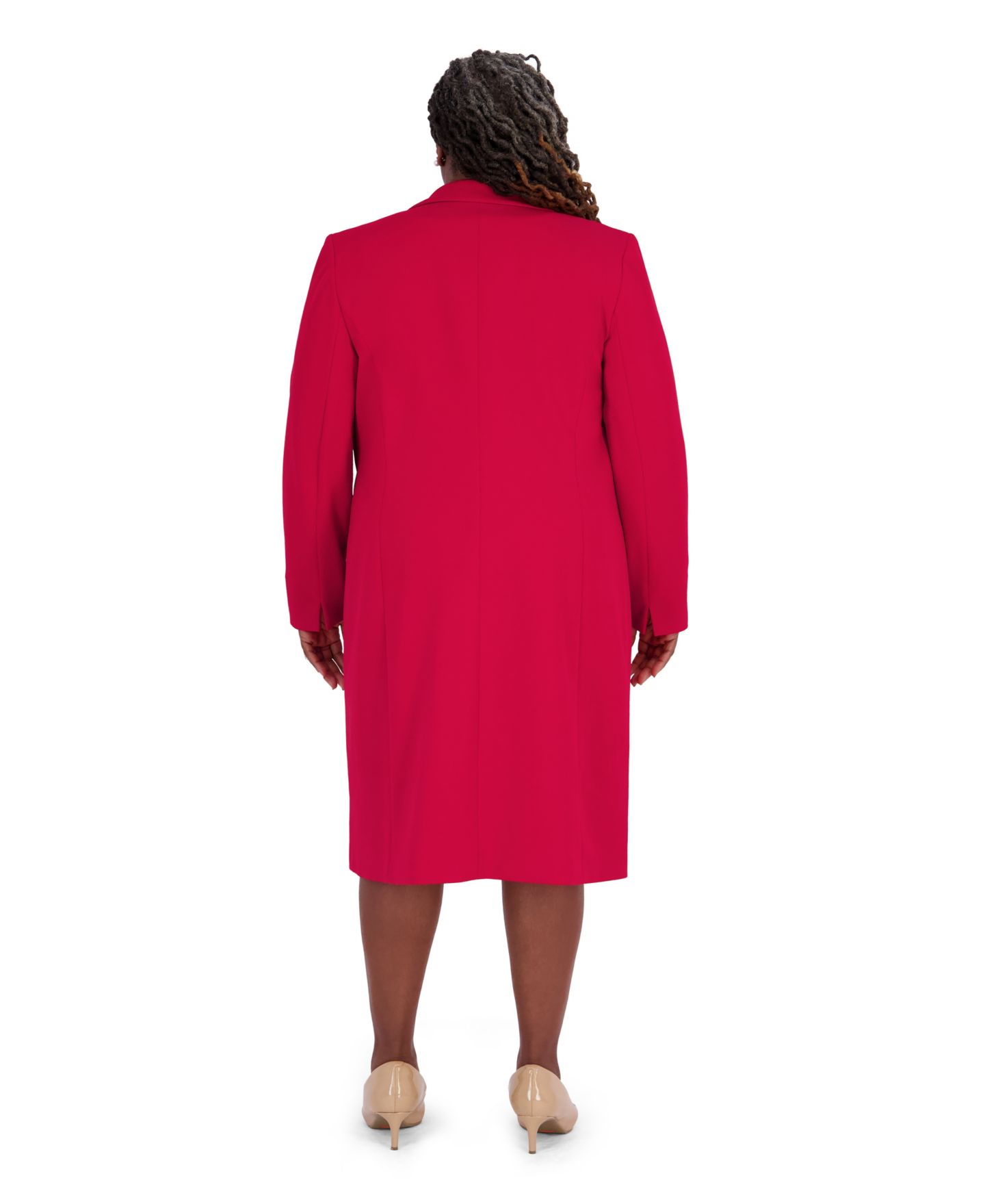 Женская куртка Kasper Peak Lapel Mid-Length Lined, Regular and Plus Size, цвет: Малиновый — фото 7