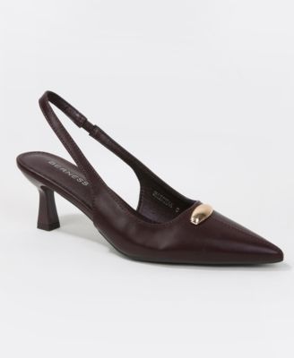 Makenna Gold-Tone Accent Slingback Heels