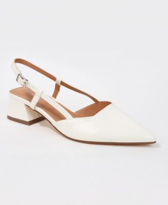Vieda Pointed-Toe Slingback Low-Block-Heel Faux Leather Pumps