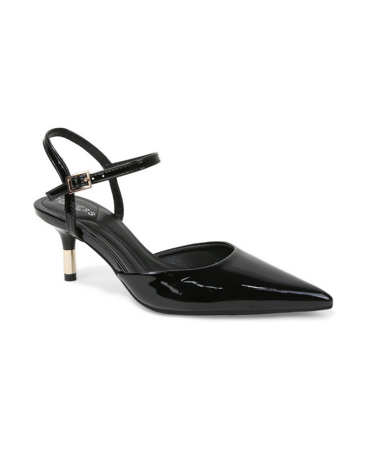 Berness Hee D'Orsay Pumps with Gold-Tone Accent Kitten Heel - Black