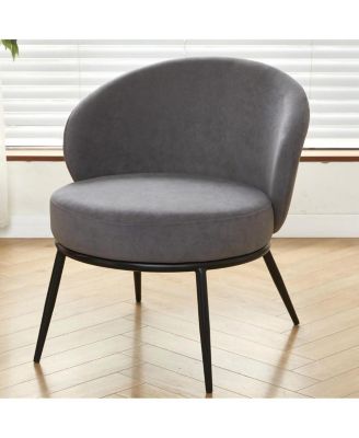 Round Velvet Accent Chair with Metal Legs