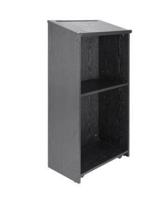 47 Inch Rolling Wooden Lectern Podium with Slanted Desktop