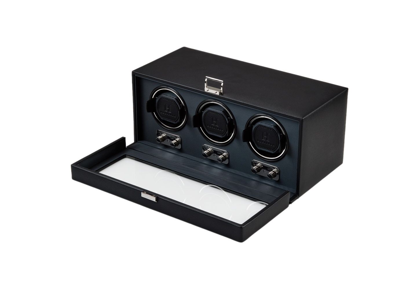 WOLF Heritage Belgrave Triple Watch Winder, Faux Leather, 52 mm, цвет: Чёрный — фото 4