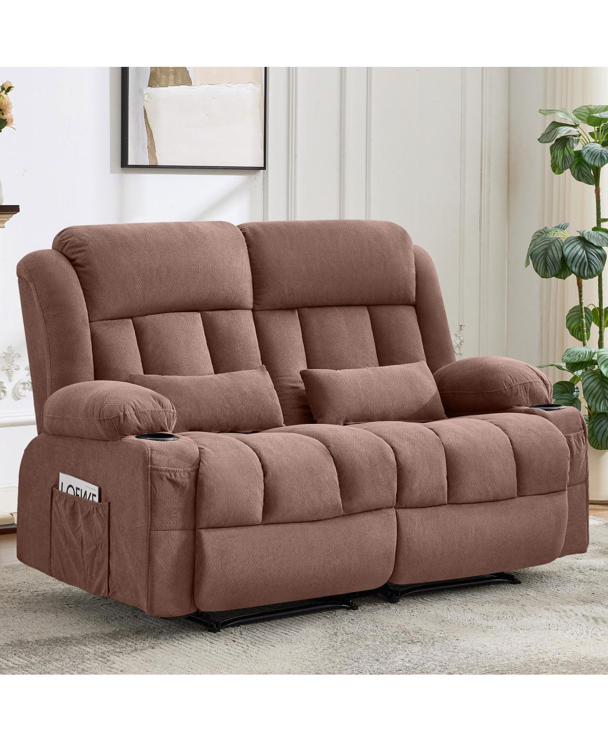 Streamdale Furniture Reclining Loveseat Sofa with Cup Holders and Side Pockets