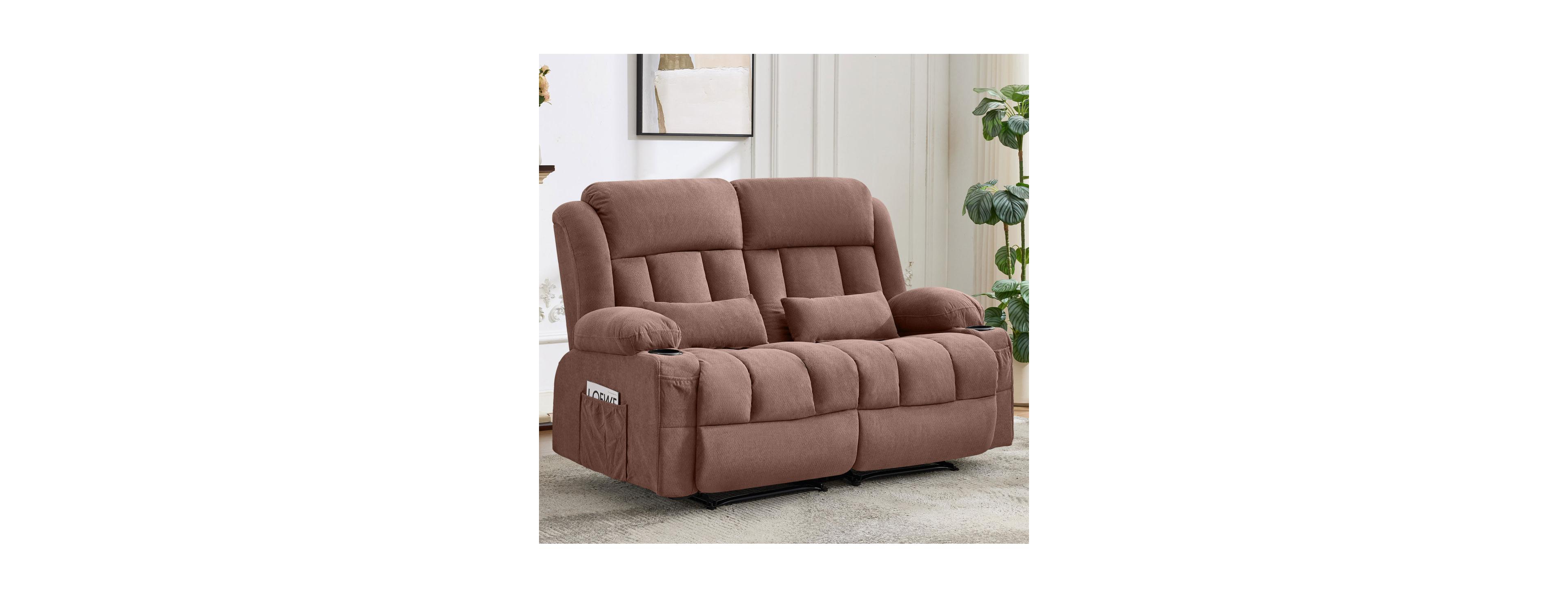 Streamdale Furniture Reclining Loveseat Sofa with Cup Holders and Side Pockets