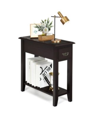 2-Tier Nightstand Side Table with Storage Drawer and Shelf