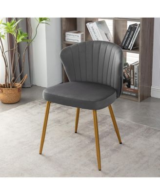 Modern Velvet Channel Tufted Armless Accent Chair with Legs