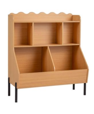 Kids Montessori Toy Storage Bookshelf with 5 Cubes and Top Display Shelf