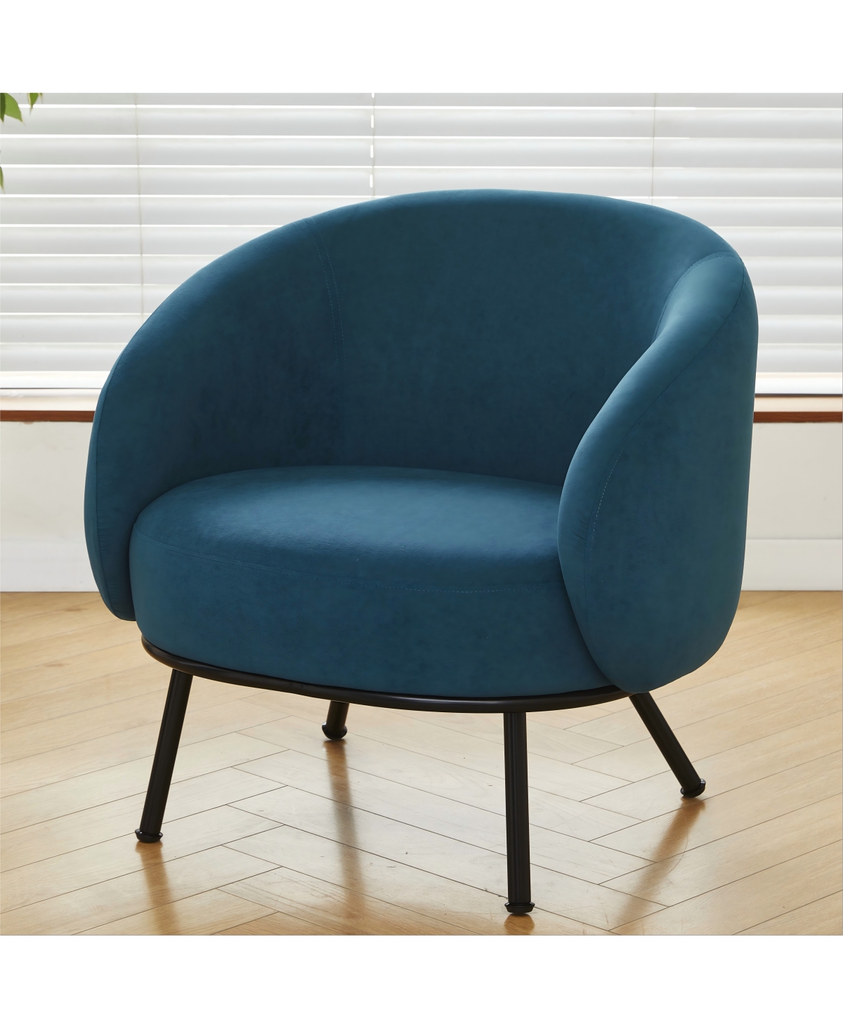 Streamdale Furniture Mid-Century Modern Velvet Accent Chair with Metal Legs - Antique blue green