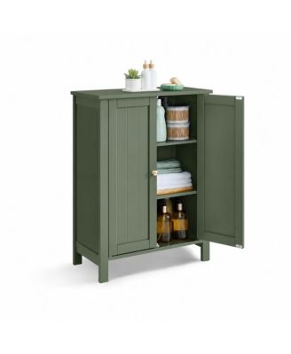 Bathroom Floor Cabinet with Double Doors and 2 Adjustable Shelves