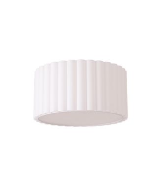 Scallop Flush Mount - Satin Nickel Steel, Drum Linen Shade, Dimmable, Bulb Included