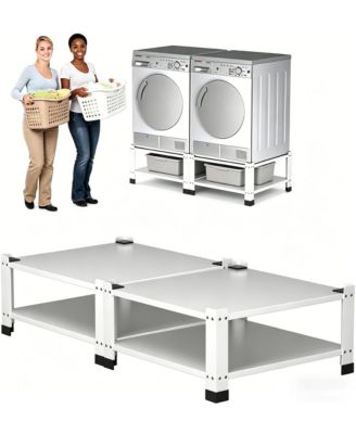 Washer Dryer Pedestal with Storage Shelf, 800 lb Capacity Anti-Vibration Rust-Resistant Laundry Base for Front Load Machines, 2 Pack