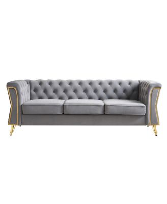 Modern Tufted Velvet Sofa 87.4 inch for Living Room