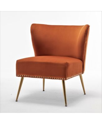 Printed Cloth Accent Chair with Metal Legs