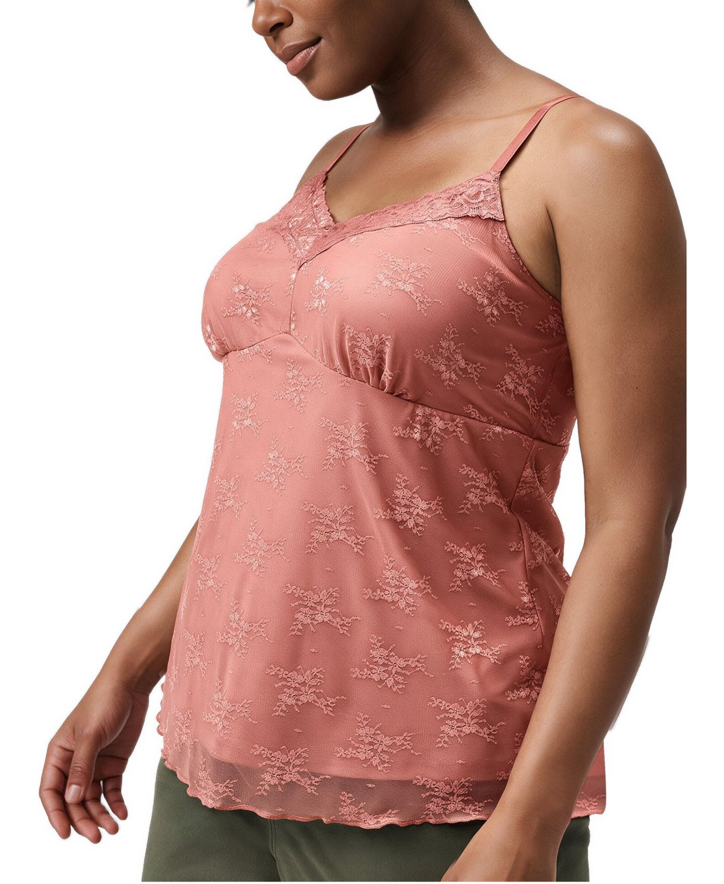 Женский топ Torrid Plus Size Lace Sweetheart Sleeveless Camisole, цвет: Светлый красное дерево — фото 2