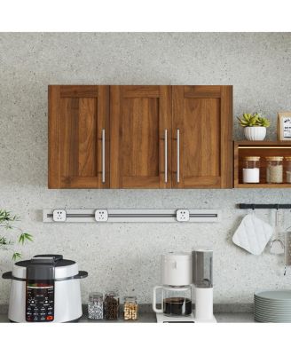 Wall Mounted 35.43 x 15.75 x 19.69 Inch Walnut Stackable Storage Cabinet