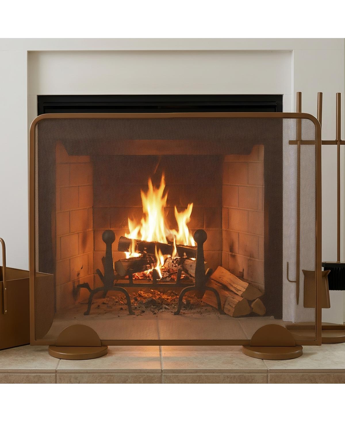 Streamdale Furniture Metal Freestanding Single-Panel Fireplace Screen, 38" W x 32" H