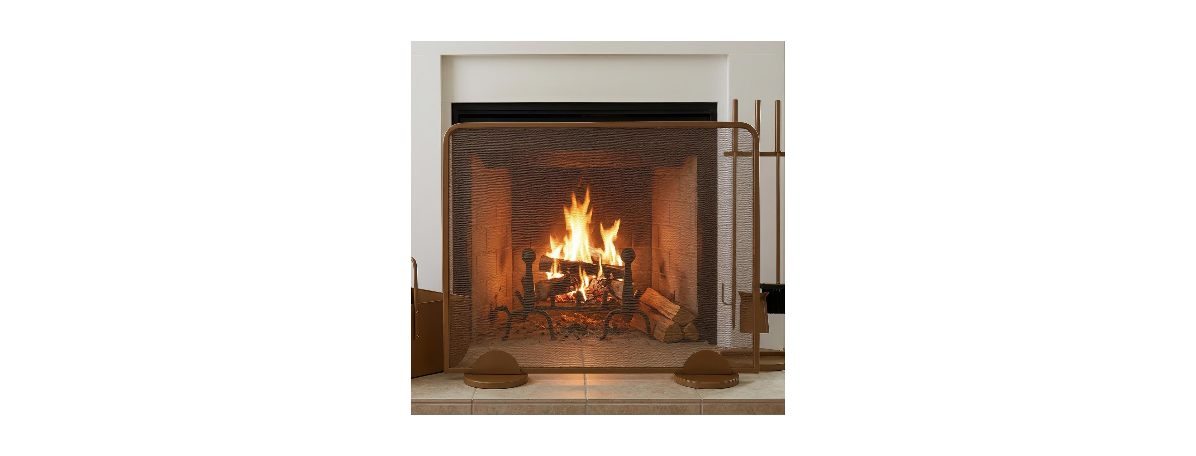 Streamdale Furniture Metal Freestanding Single-Panel Fireplace Screen, 38" W x 32" H