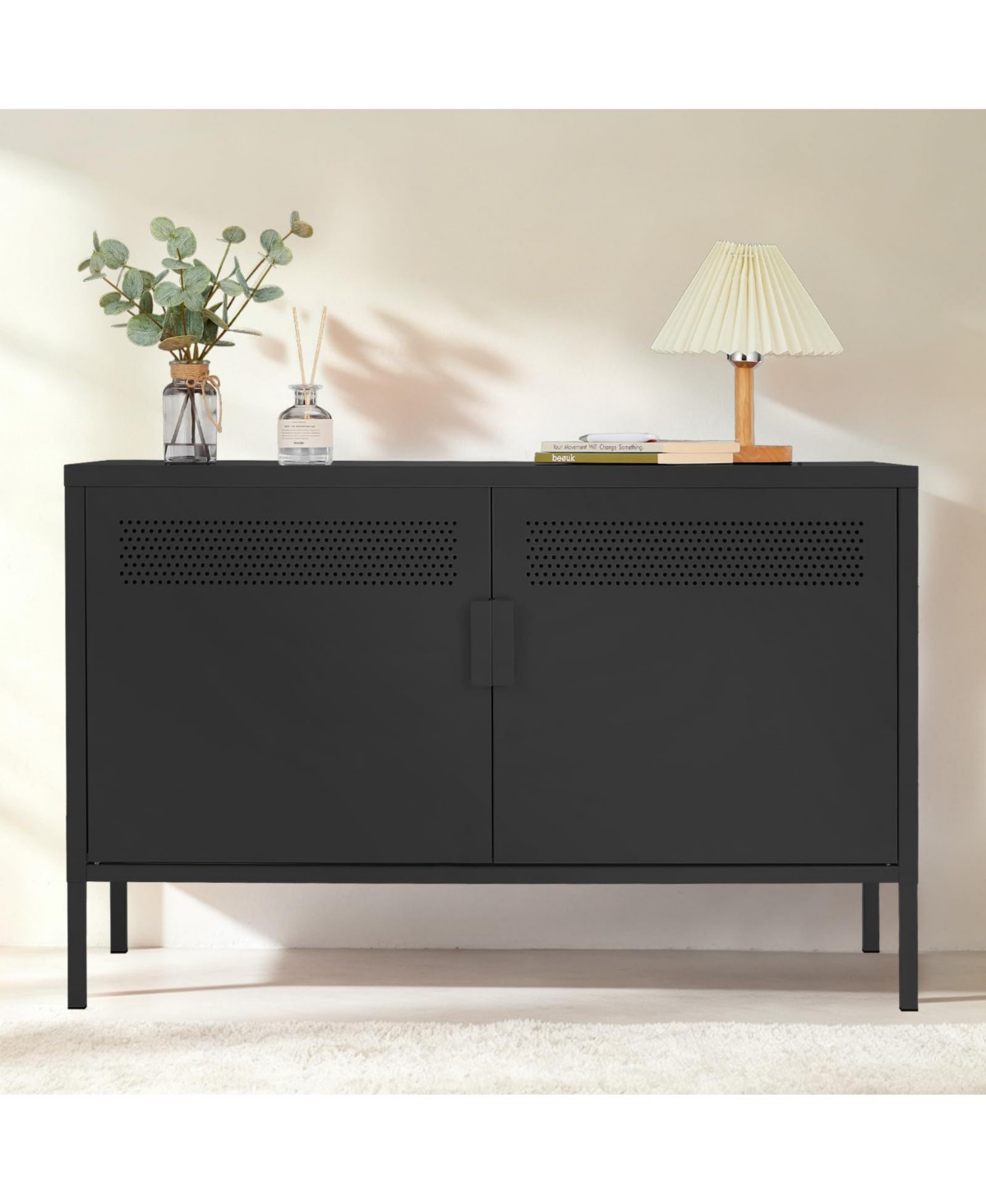 homfan Locker Cabinet, Metal Storage Cabinet with 2 Doors