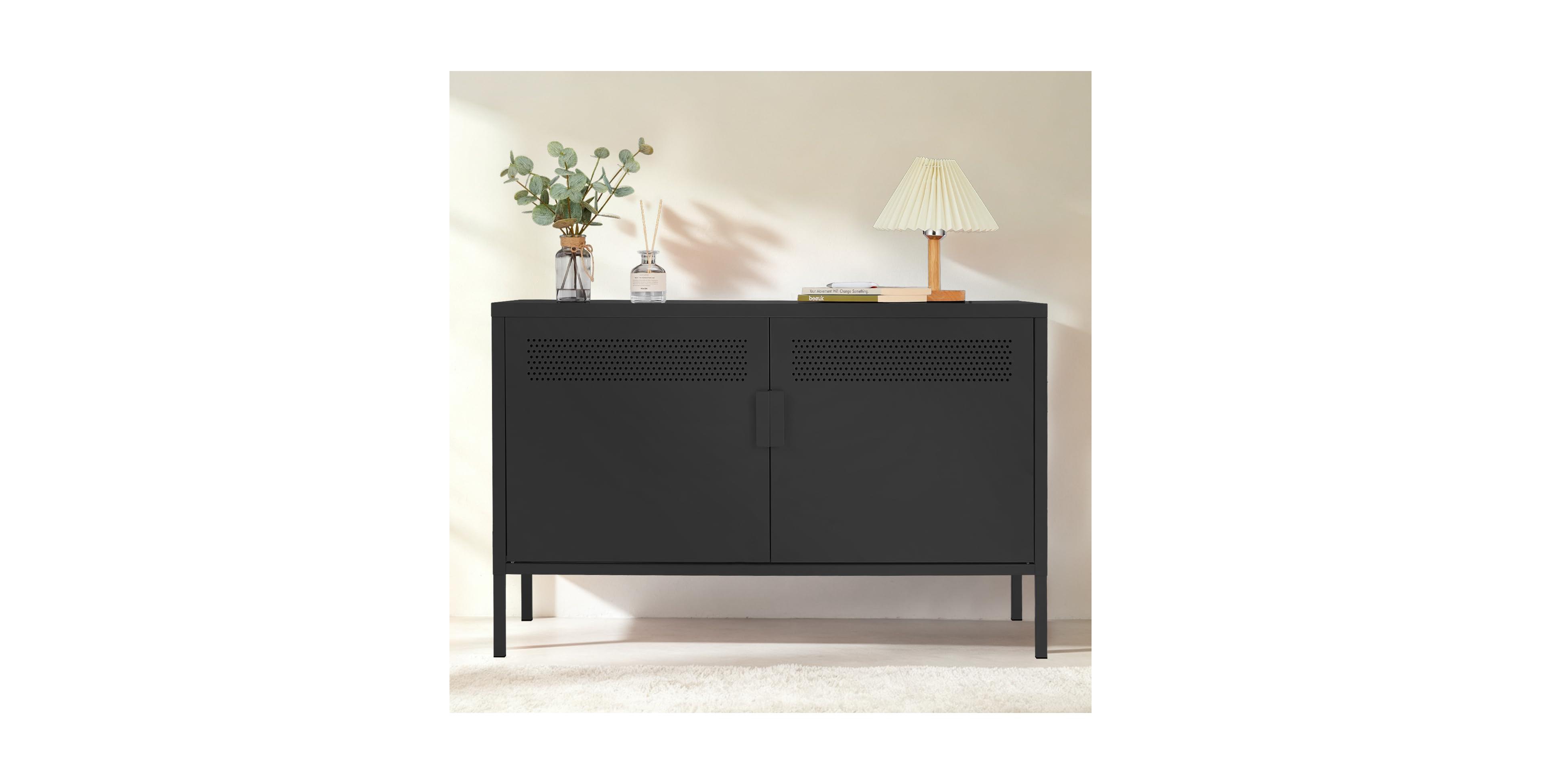 homfan Locker Cabinet, Metal Storage Cabinet with 2 Doors
