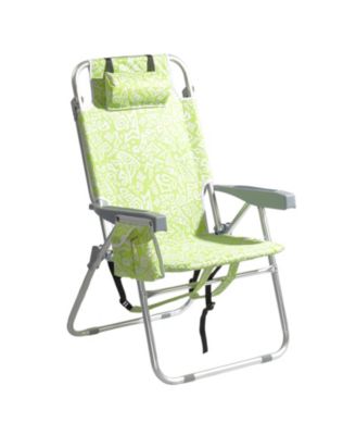 1 PCS Aluminum Beach Chair, 15 Inch Seat Height Tribal Pattern, 5-Position Adjustable Reclining Lounge Chair with Headrest