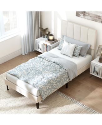 Bed Frame,Upholstered Platform Bed with Adjustable Headboard