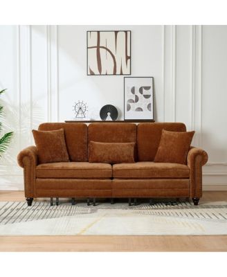 86" King Pull Out Sofa Bed, Caramel Chenille