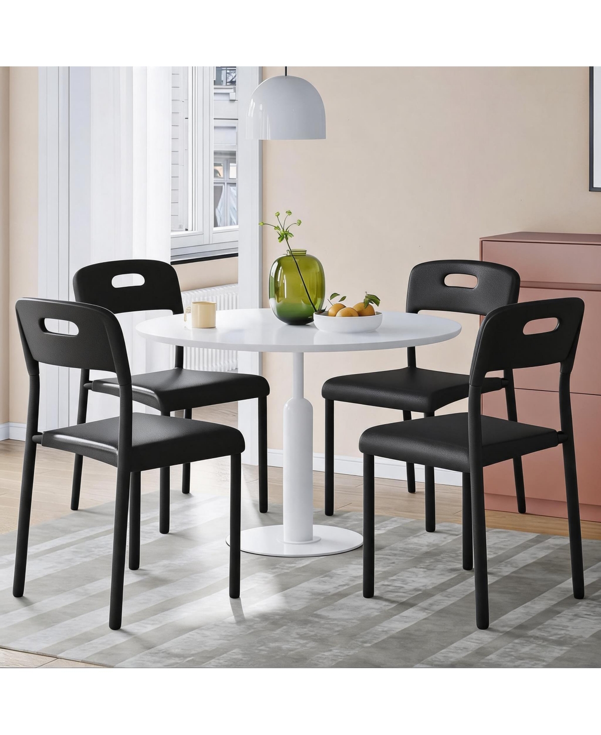 homfan Set of 4 Molded Plastic Easy Clean Stackable Dining Chairs