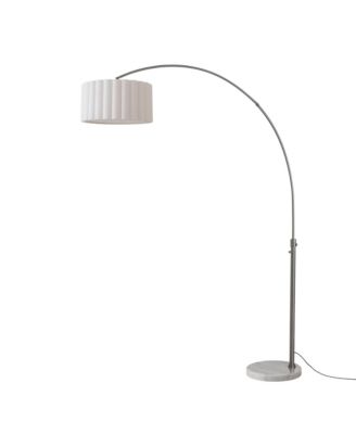 92" Arc Lamp -Nickel, Marble Base, Scallop Linen Shade, Dimmable, Bulb Included