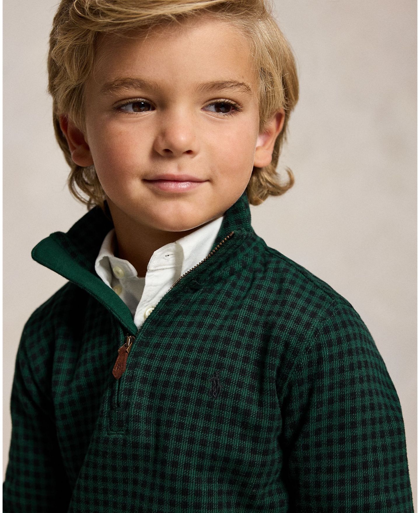 Свитер Polo Ralph Lauren Plaid Estate-Rib Quarter-Zip Pullover для мальчиков, цвет: Зелёный — фото 4