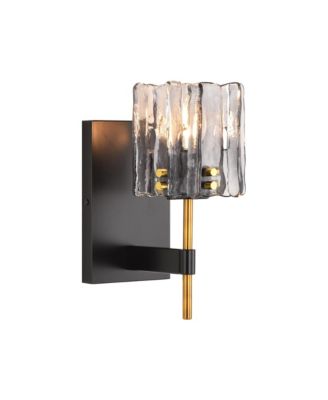 11inch Modern Smoked Hammered Glass 1 Light Wall Sconce for Bathroom Vanity, Bedroom, Hallway