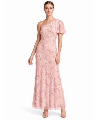 Women's One-Shoulder 3D Floral Embellished Long Gown