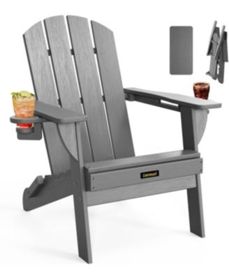 Folding Chair Wooden Textured Plastic Chairs,Weather Resistant HDPE Fire Pit Chair, Outdoor Patio Chairs for Garden, Backyard