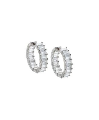 Gold-Tone Cubic Zirconia Eden Baguette Hoop Earrings