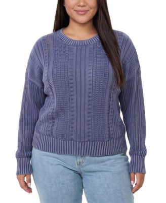 Plus Size Cropped Cable-Knit Pullover Sweater