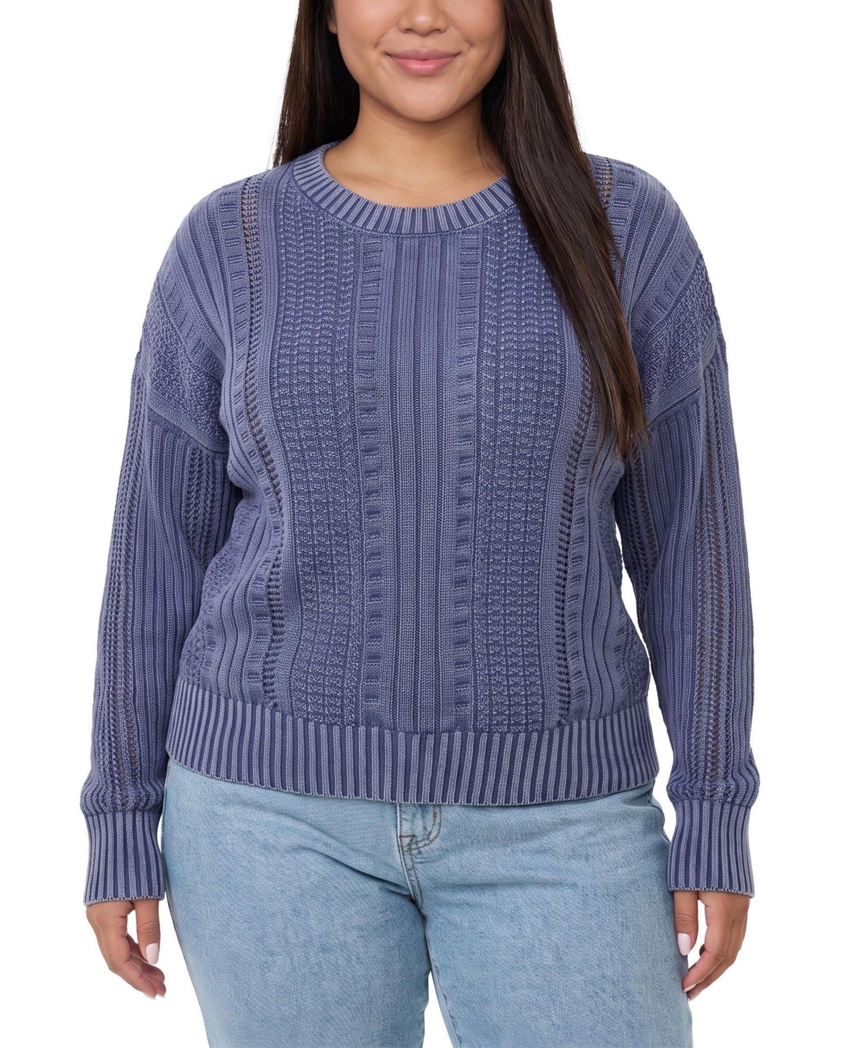 Torrid Plus Size Cropped Cable-Knit Pullover Sweater - Medieval blue